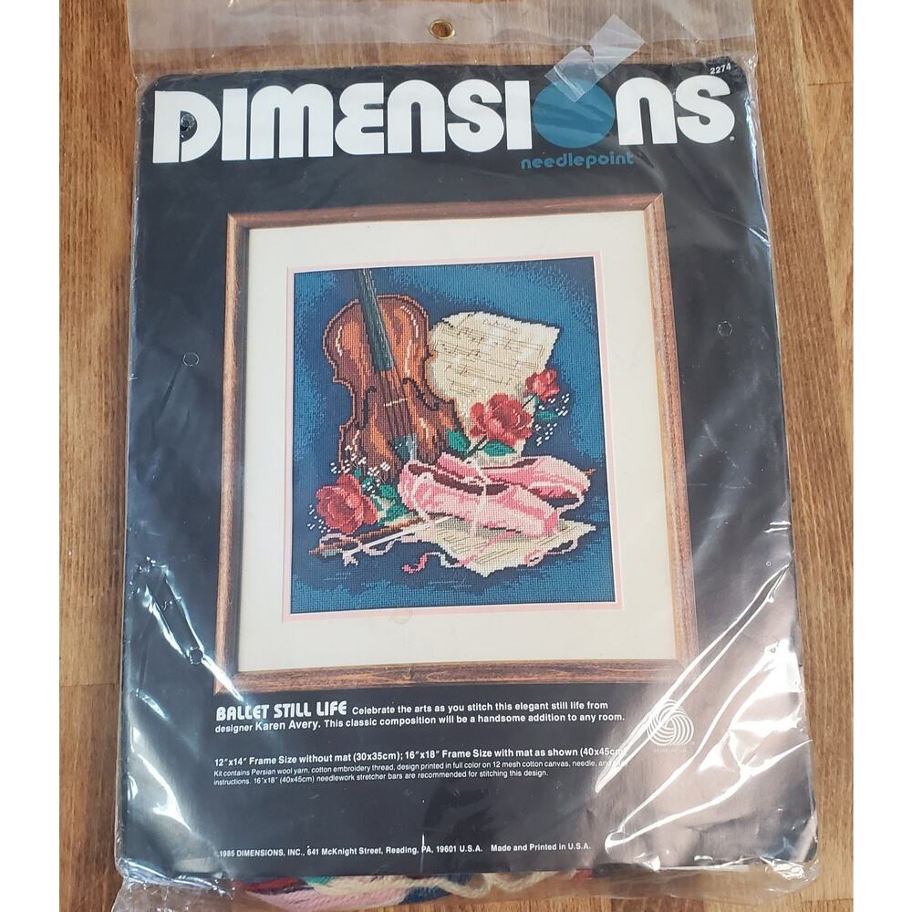 Dimensions "Ballet Still Life” Needlepoint Kit 12"x14" #2274 RARE VINTAGE 1985